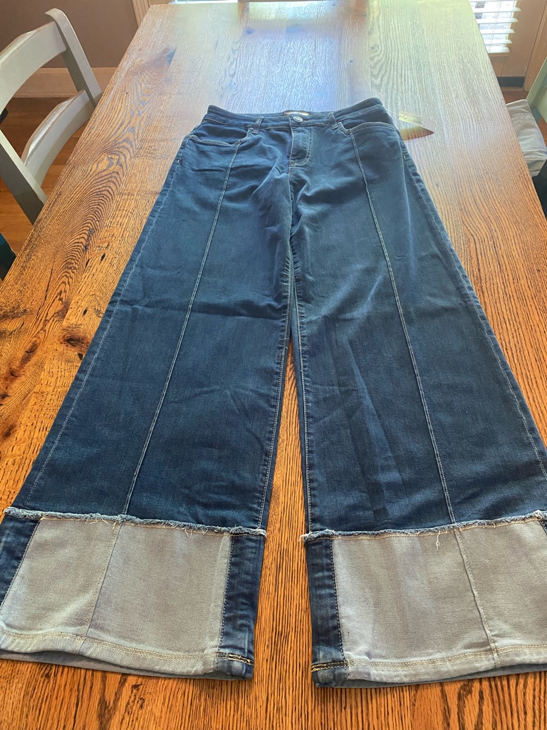 Kut From The Kloth Dark Blue Margo Wide-Leg Jeans With Contrast Cuffs